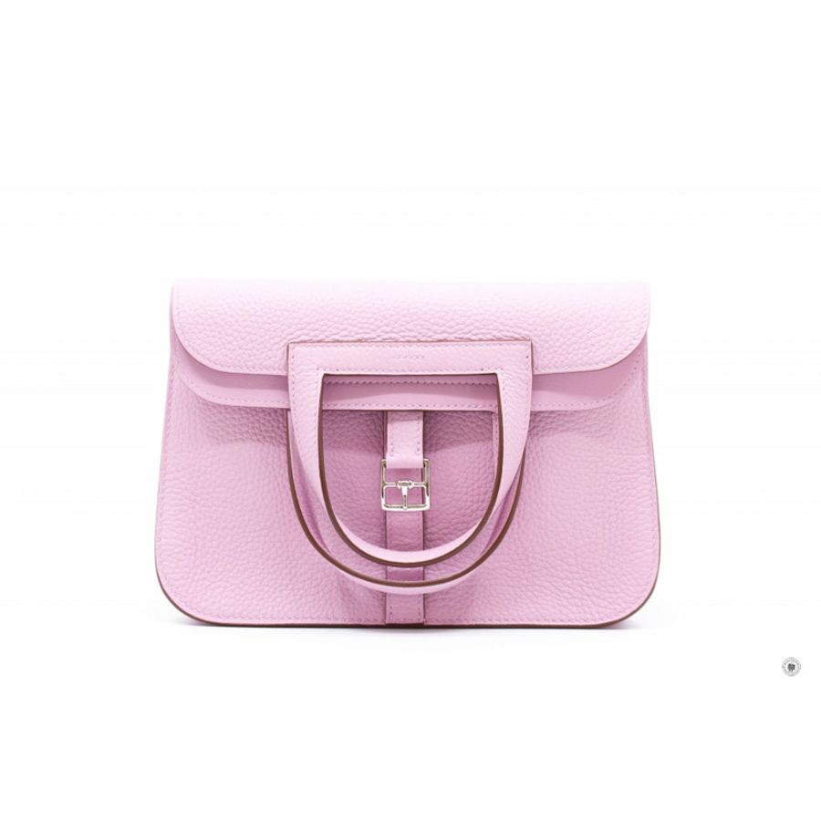 Hermes H082027 Halzan 25 Mauve Sylvestre / CKX9 Taurillon Clemence Shoulder Bags Phw-0
