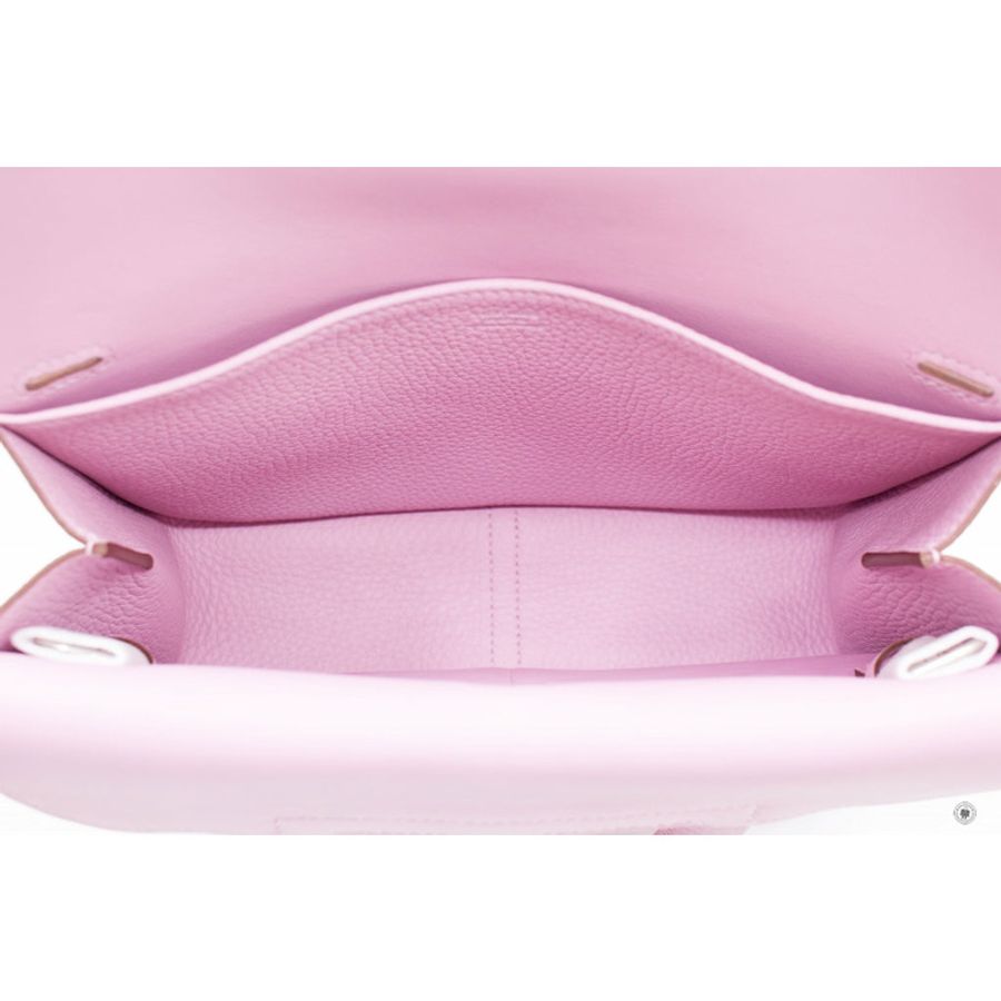 Hermes H082027 Halzan 25 Mauve Sylvestre / CKX9 Taurillon Clemence Shoulder Bags Phw-6