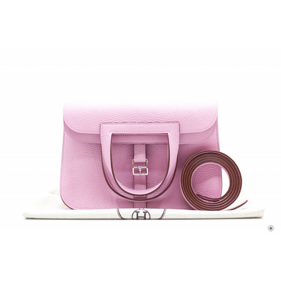 Hermes H082027 Halzan 25 Mauve Sylvestre / CKX9 Taurillon Clemence Shoulder Bags Phw-8