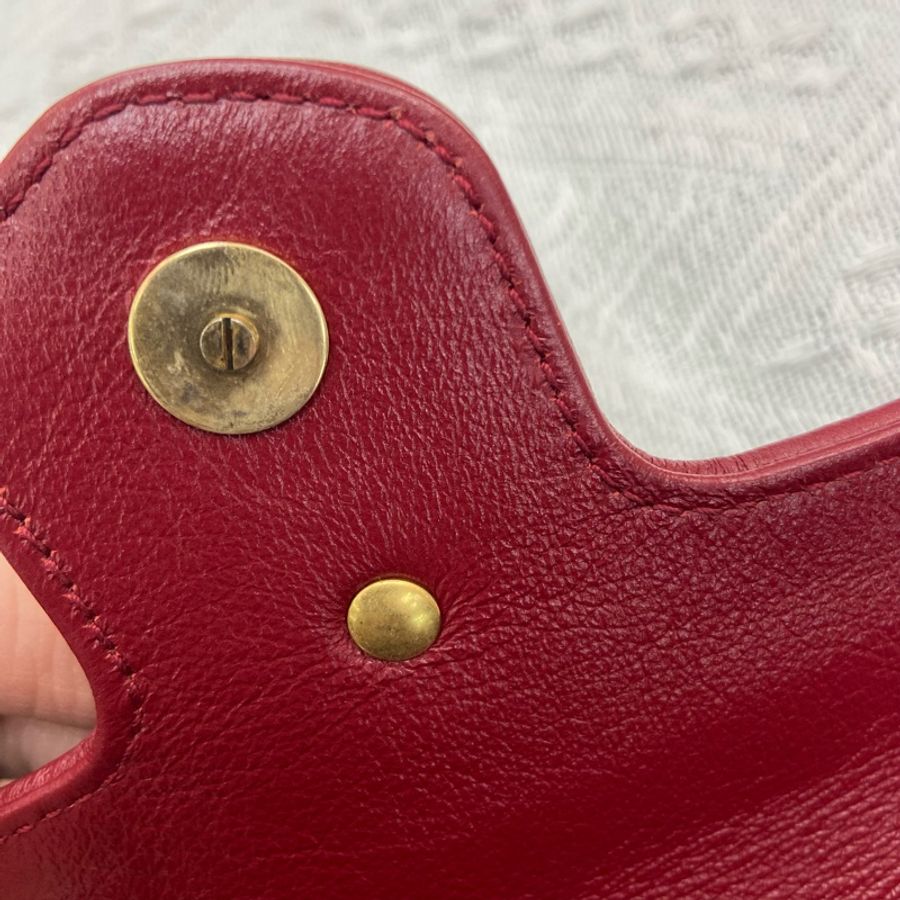 ⭐️近新閑置品⭐️ GUCCI 螺紋雙G款marmont mini 迷你馬蒙 羊角扣黑金-6