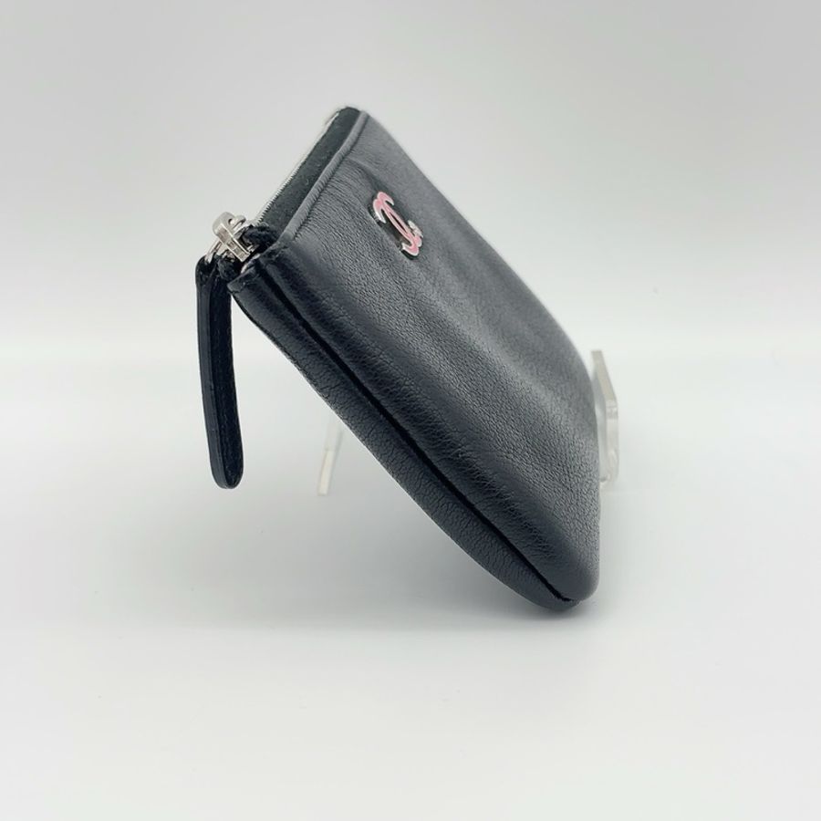 Chanel 幸運草拼粉logo一字零錢包-5