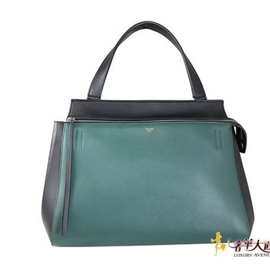 CELINE夜幕綠拼黑色小牛皮EDGE BAG 單把肩背包-0