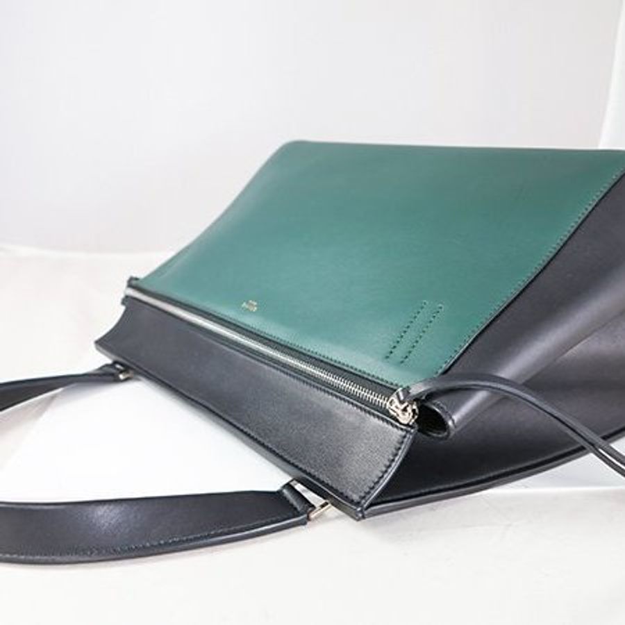 CELINE夜幕綠拼黑色小牛皮EDGE BAG 單把肩背包-2