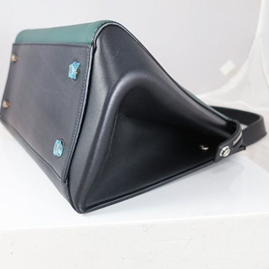 CELINE夜幕綠拼黑色小牛皮EDGE BAG 單把肩背包-3