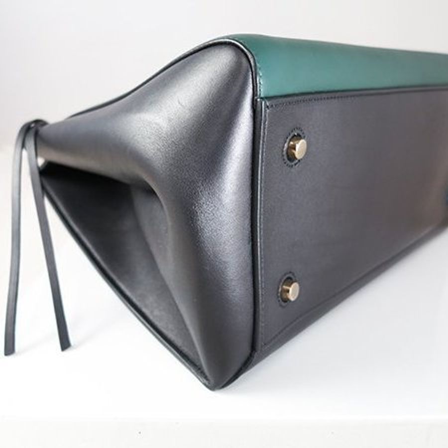 CELINE夜幕綠拼黑色小牛皮EDGE BAG 單把肩背包-4