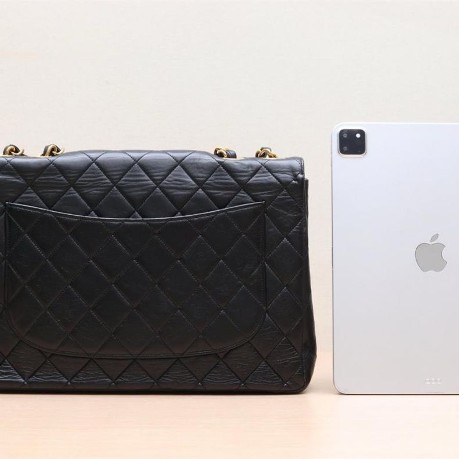 CHANEL(香奈兒) 中古 黑金羊貝嫂包30 黑色 4開 金扣-2