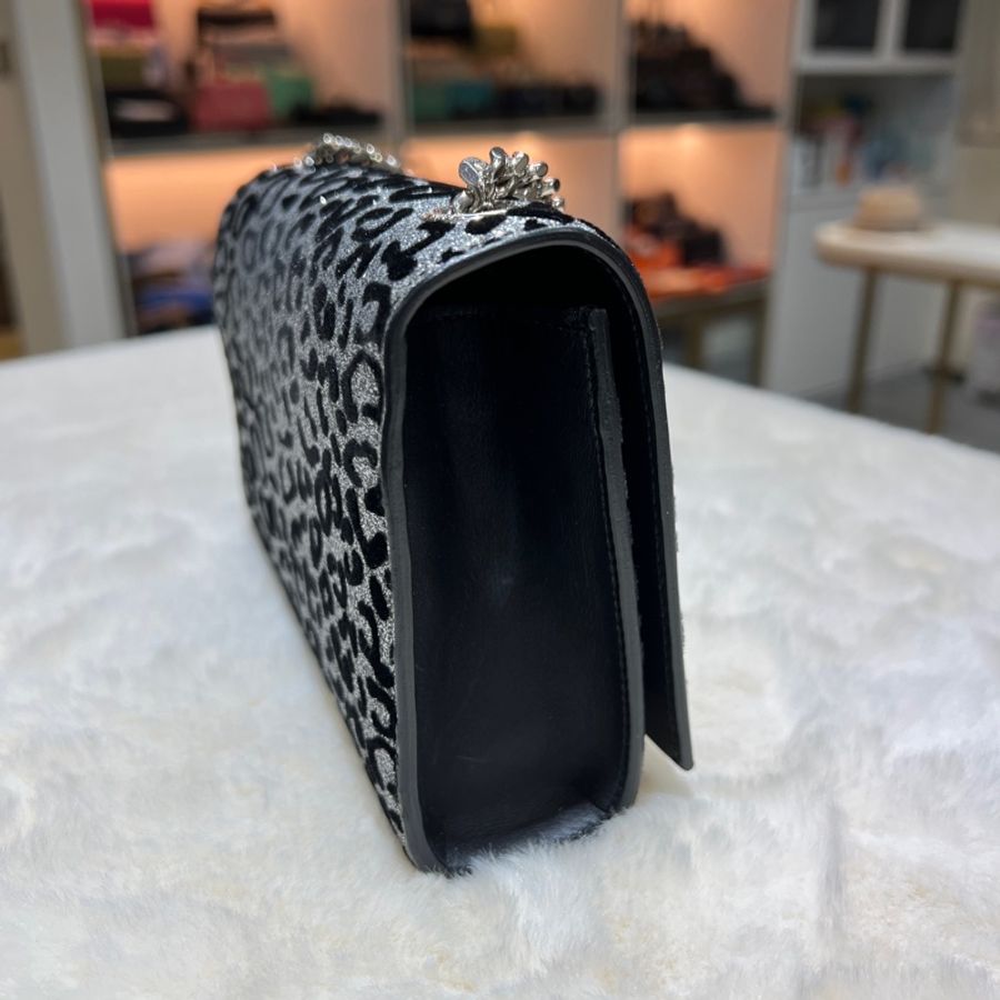 ysl 聖羅蘭 chain bag 鍊條包 豹紋銀色 X672-2