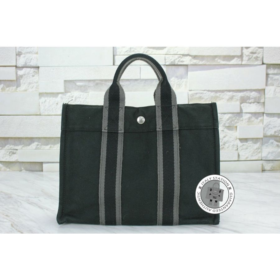Hermes Herline Black Canvas Small Tote Bag Phw-0