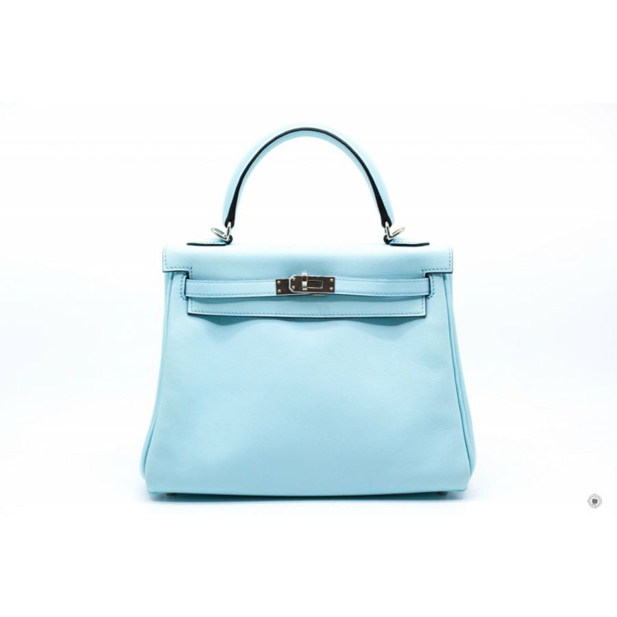 Hermes Kelly 25 Blue Zephyr / CKU2 Swift Shoulder Bags Phw-0