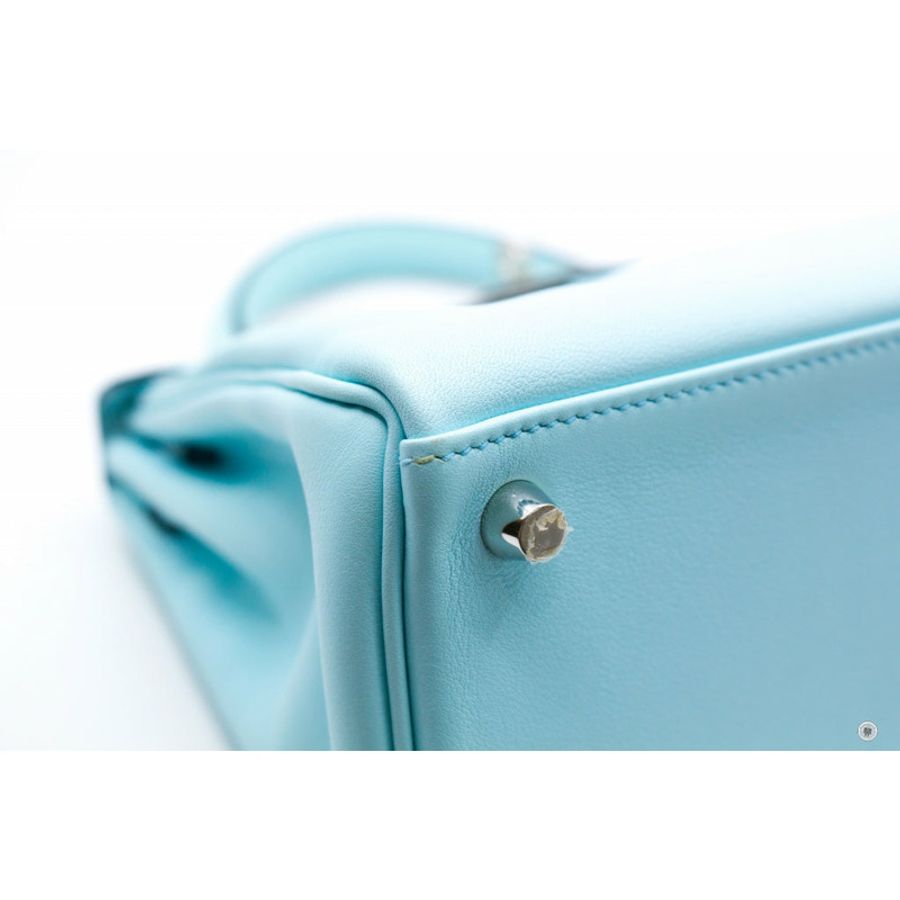 Hermes Kelly 25 Blue Zephyr / CKU2 Swift Shoulder Bags Phw-4