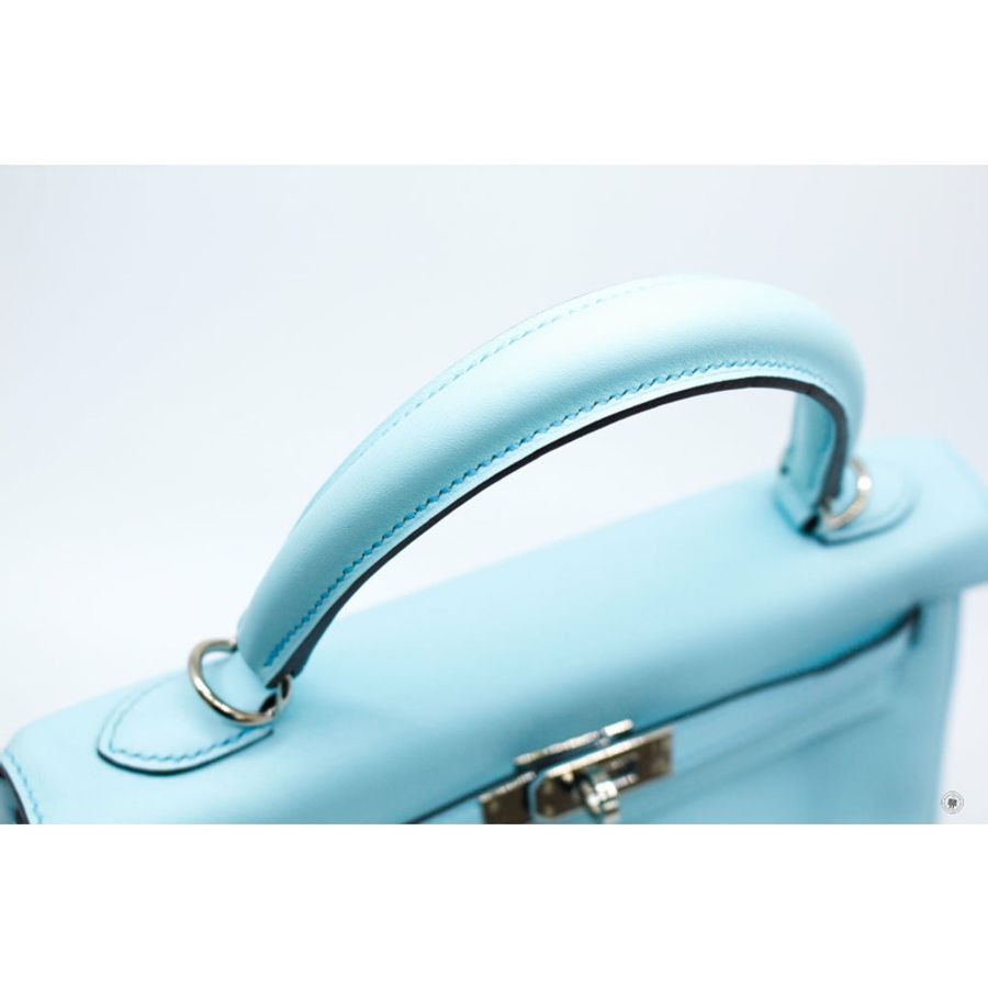 Hermes Kelly 25 Blue Zephyr / CKU2 Swift Shoulder Bags Phw-9