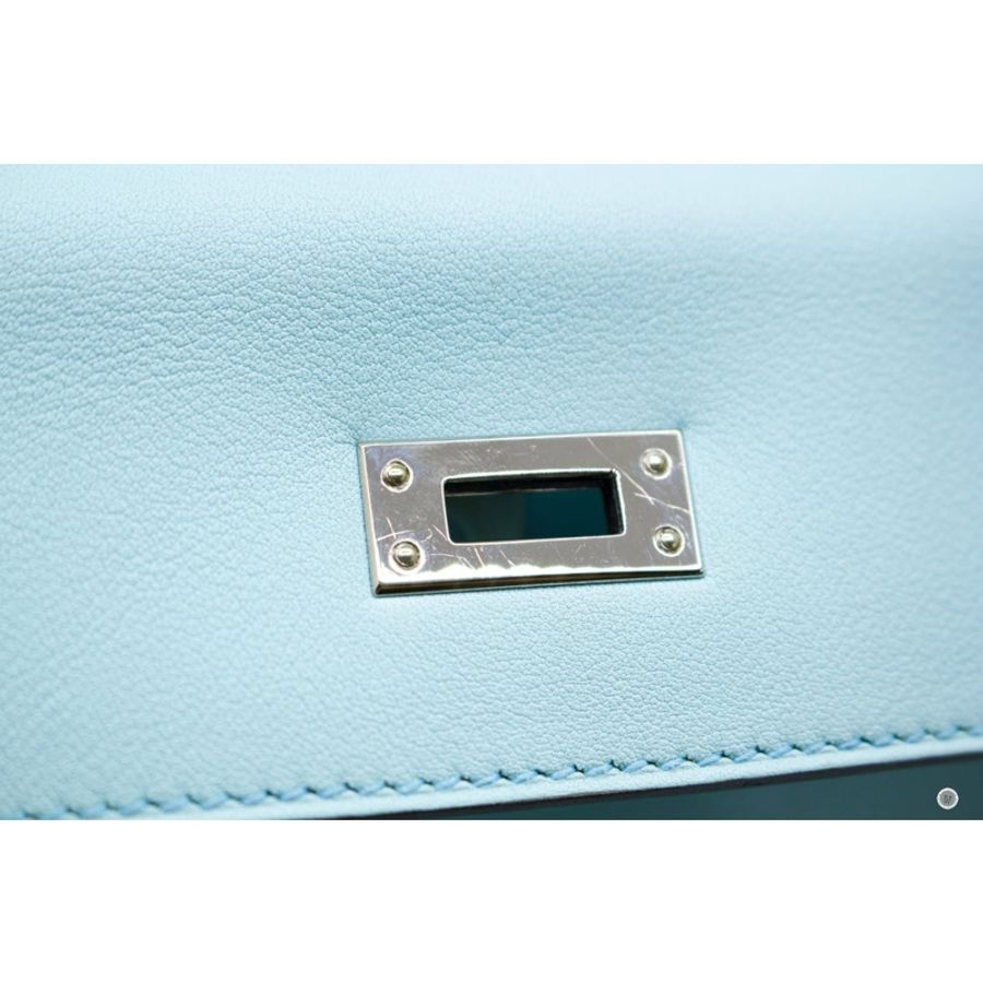 Hermes Kelly 25 Blue Zephyr / CKU2 Swift Shoulder Bags Phw-10