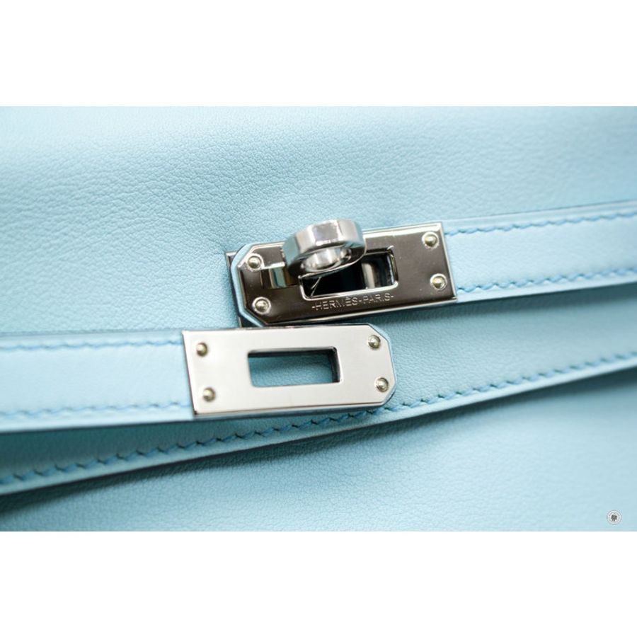 Hermes Kelly 25 Blue Zephyr / CKU2 Swift Shoulder Bags Phw-11