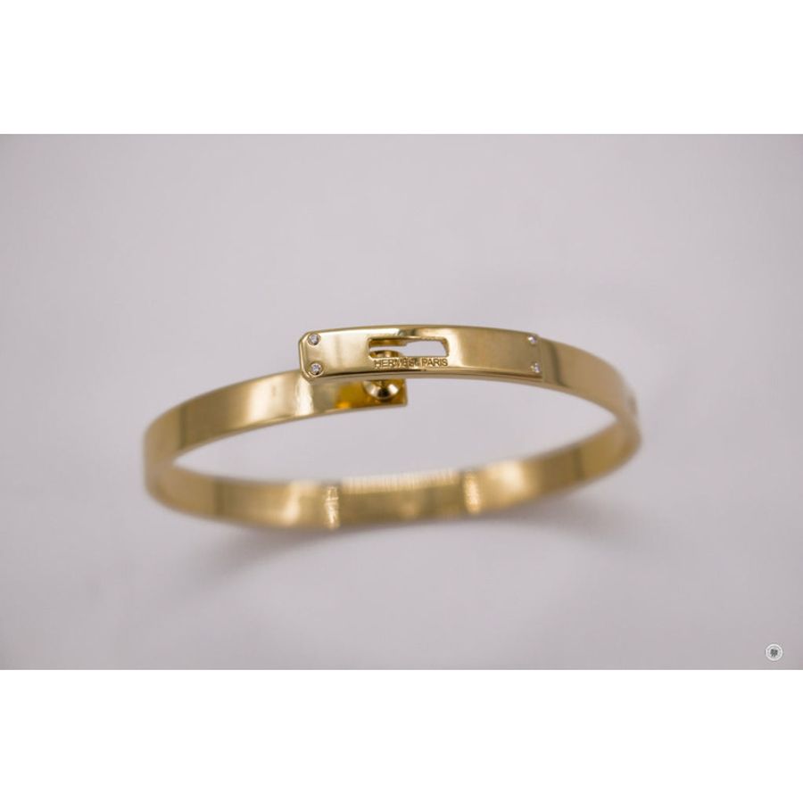 Hermes Kelly Bracelet Metal 18K Gold W/diamond SH 18K Gold Metal SH Bracelet Ghw-2