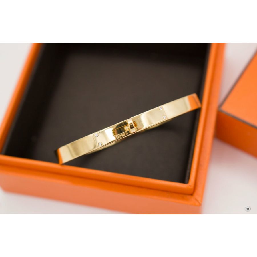 Hermes Kelly Bracelet Metal 18K Gold W/diamond SH 18K Gold Metal SH Bracelet Ghw-3