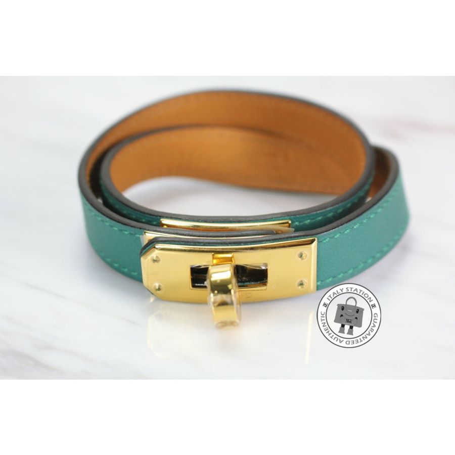Hermes Kelly Double Tour Malachite / CCZ6 Swift Medium Bracelet Ghw-1