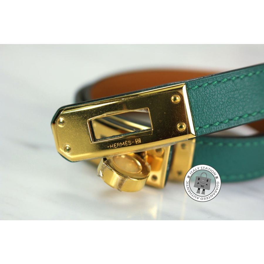 Hermes Kelly Double Tour Malachite / CCZ6 Swift Medium Bracelet Ghw-4
