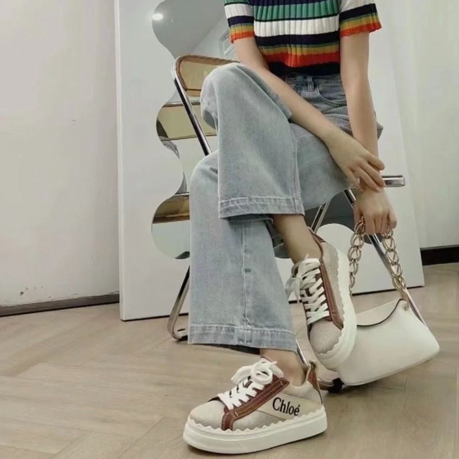 Chloe Lauren 亞麻配小牛皮運動鞋 IT 35/36/37/38/39/40《當季專櫃正售★全新商品 》-10