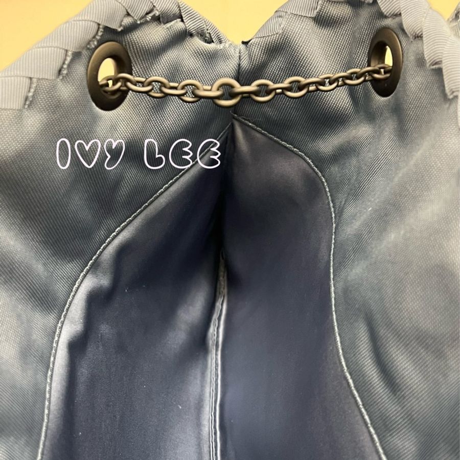 BOTTEGA VENETA 藍灰 鏈條包 編織帆布 緞面 肩背包 斜背包 手提包 二手精品-10