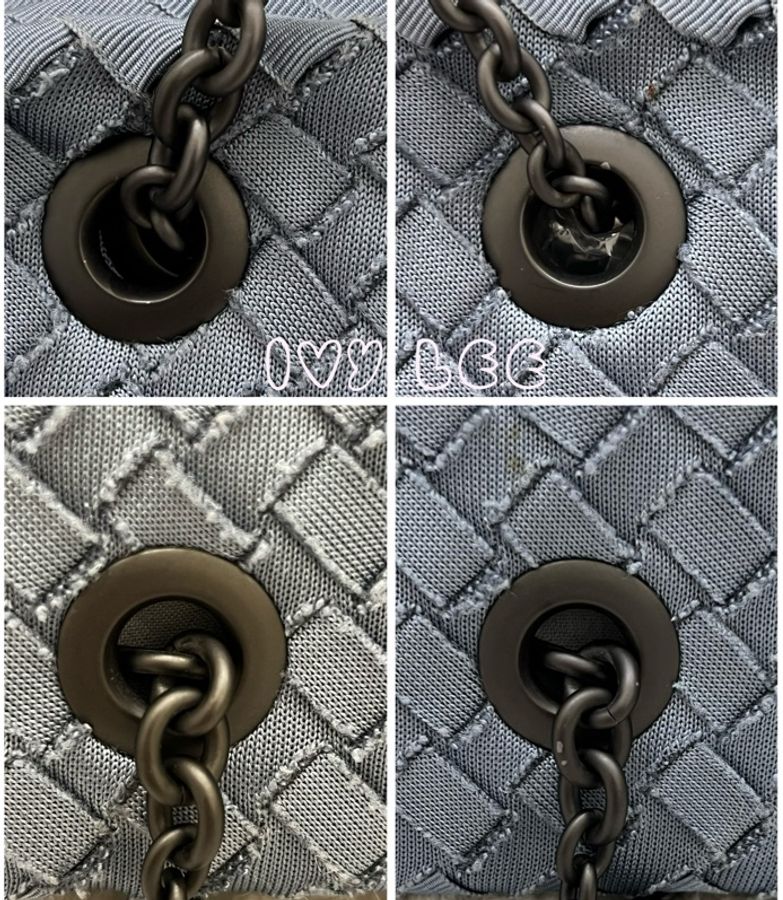 BOTTEGA VENETA 藍灰 鏈條包 編織帆布 緞面 肩背包 斜背包 手提包 二手精品-13