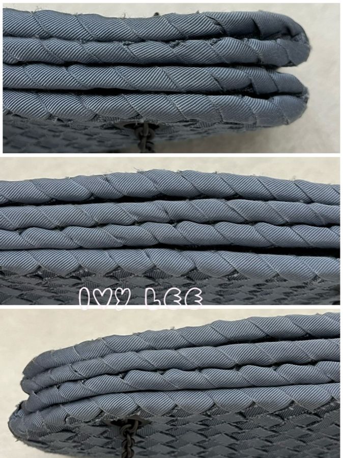 BOTTEGA VENETA 藍灰 鏈條包 編織帆布 緞面 肩背包 斜背包 手提包 二手精品-18