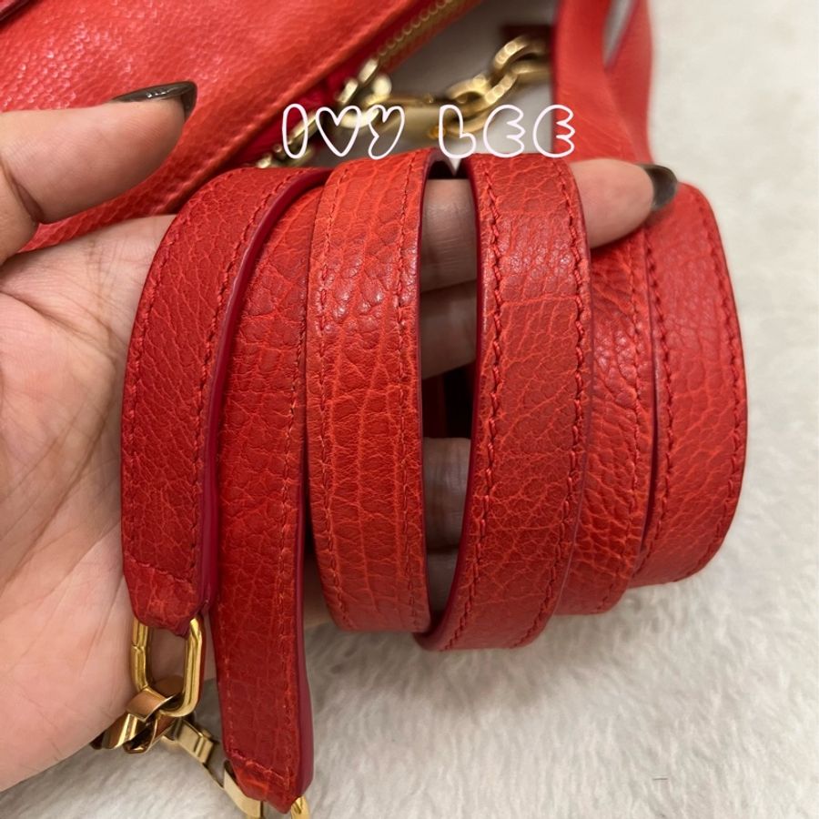 Chloé Lucy 橘紅 肩背包 手提包 鍊條包 二手精品-21