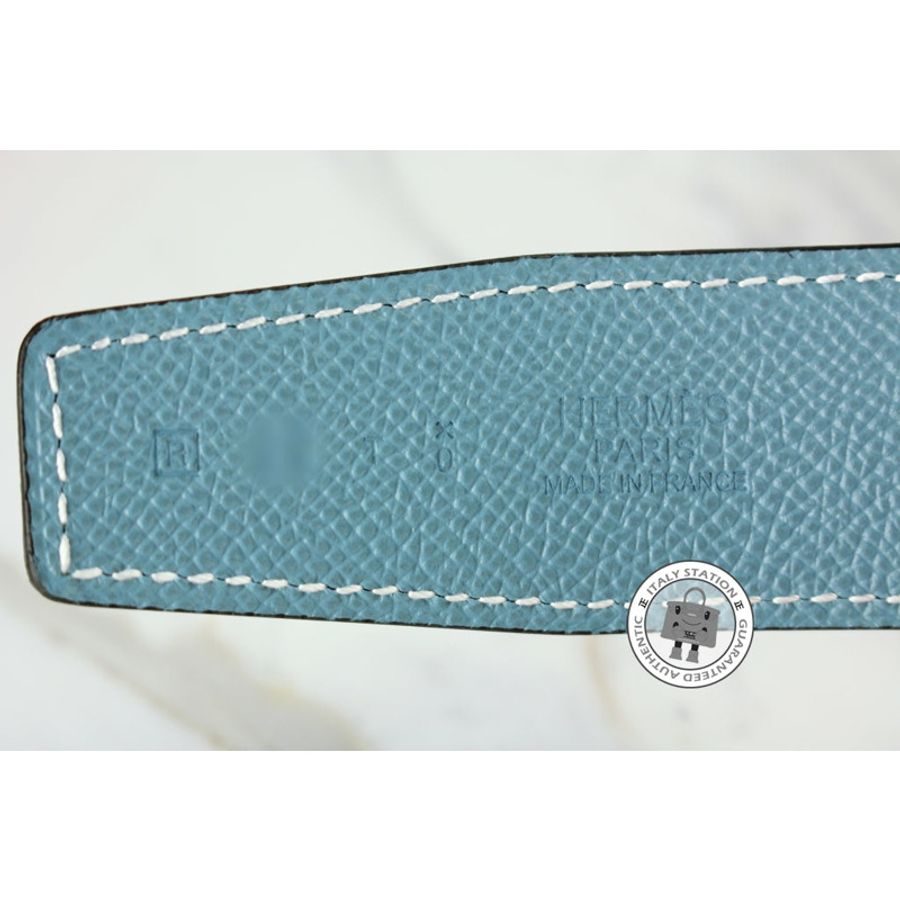 Hermes Reversible 32 MM Black/blue Jeans Swift 75 Belts-1