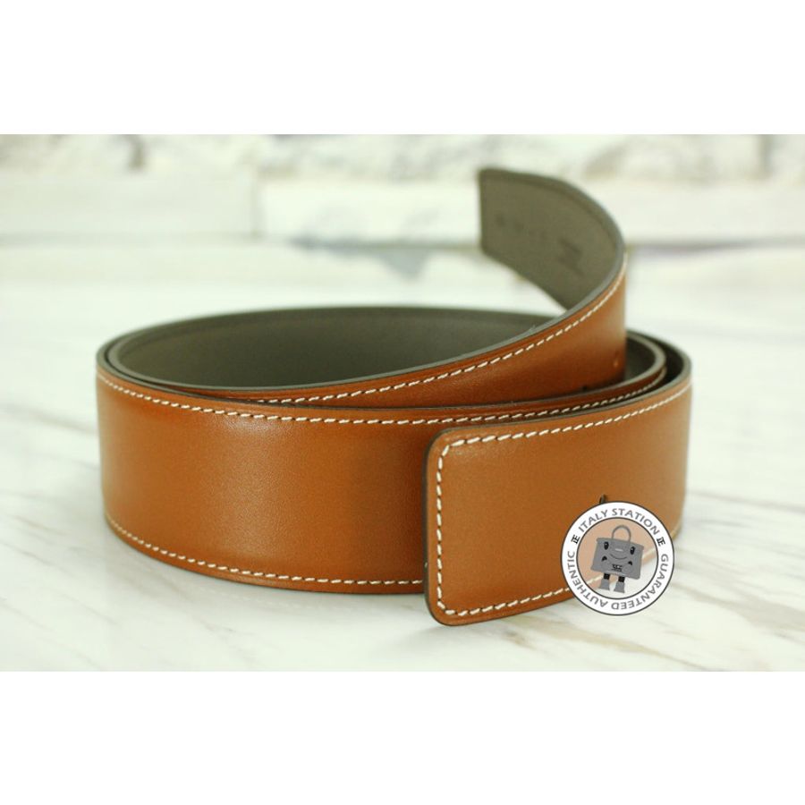 Hermes Reversible 42 MM Fauve / Etoupe Tadelakt 95 Belts-0