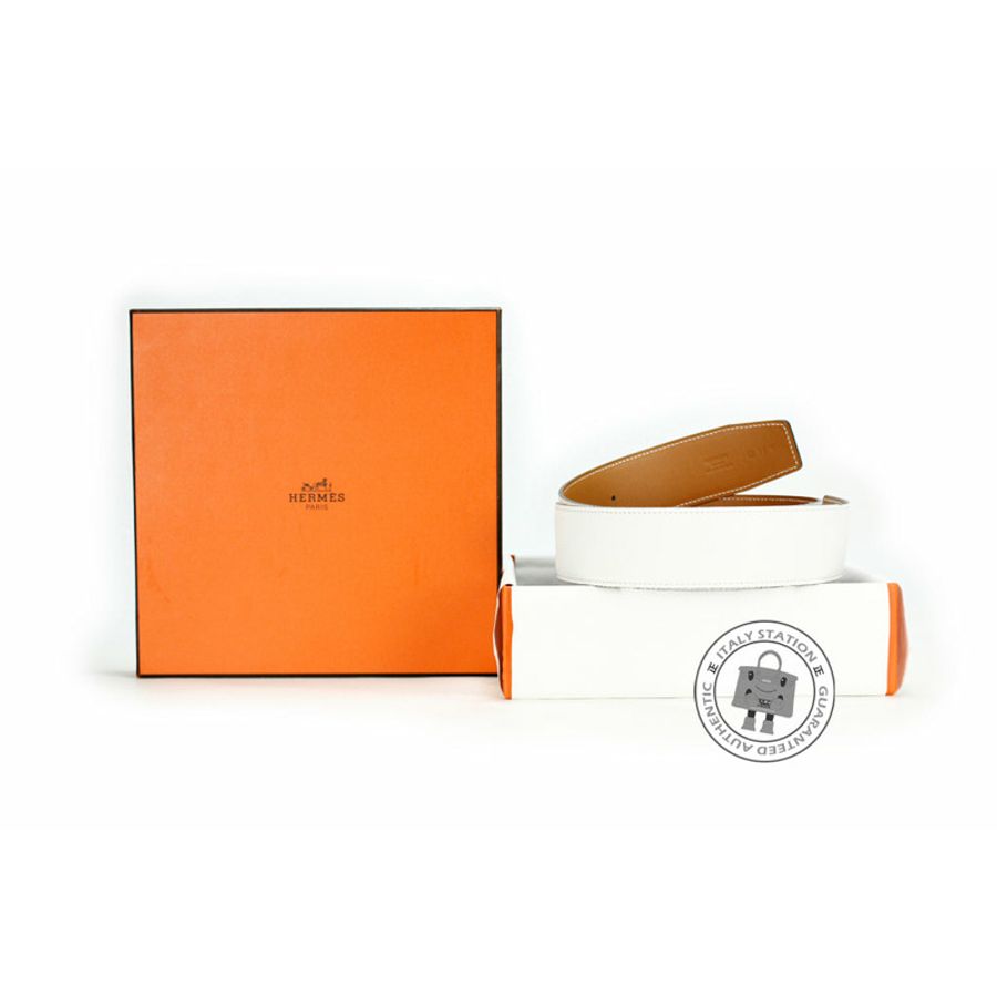 Hermes Reversible 42 MM White+nature Epsom 75 Belts-0