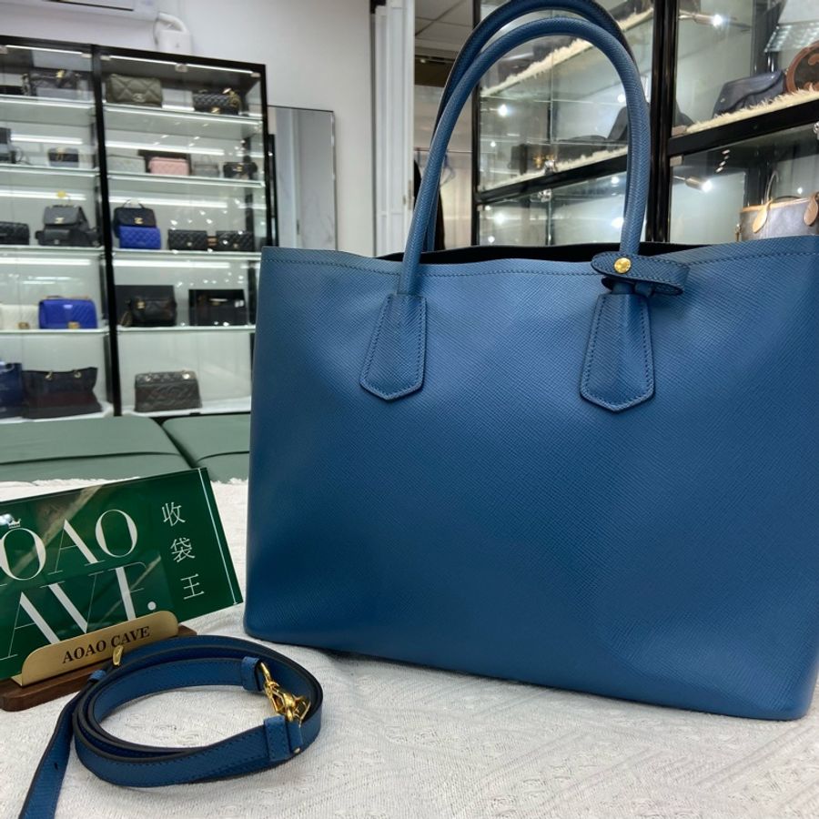 Prada Double bag 中號 藍色 風琴包單肩包 殺手包 手提包 斜挎包-1