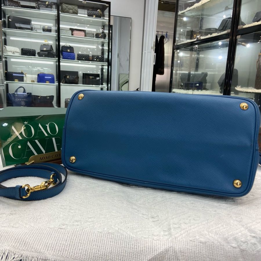 Prada Double bag 中號 藍色 風琴包單肩包 殺手包 手提包 斜挎包-4