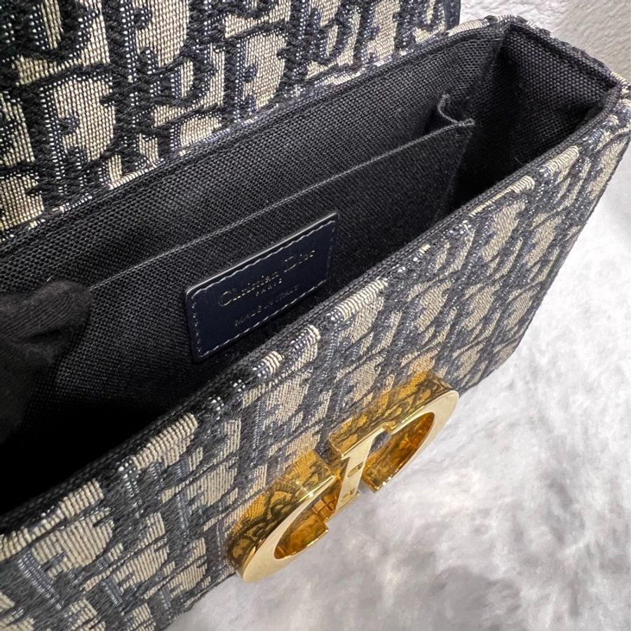 ► DIOR 老花Montaigne Box 藍色緹花單肩包▫️斜背包-3