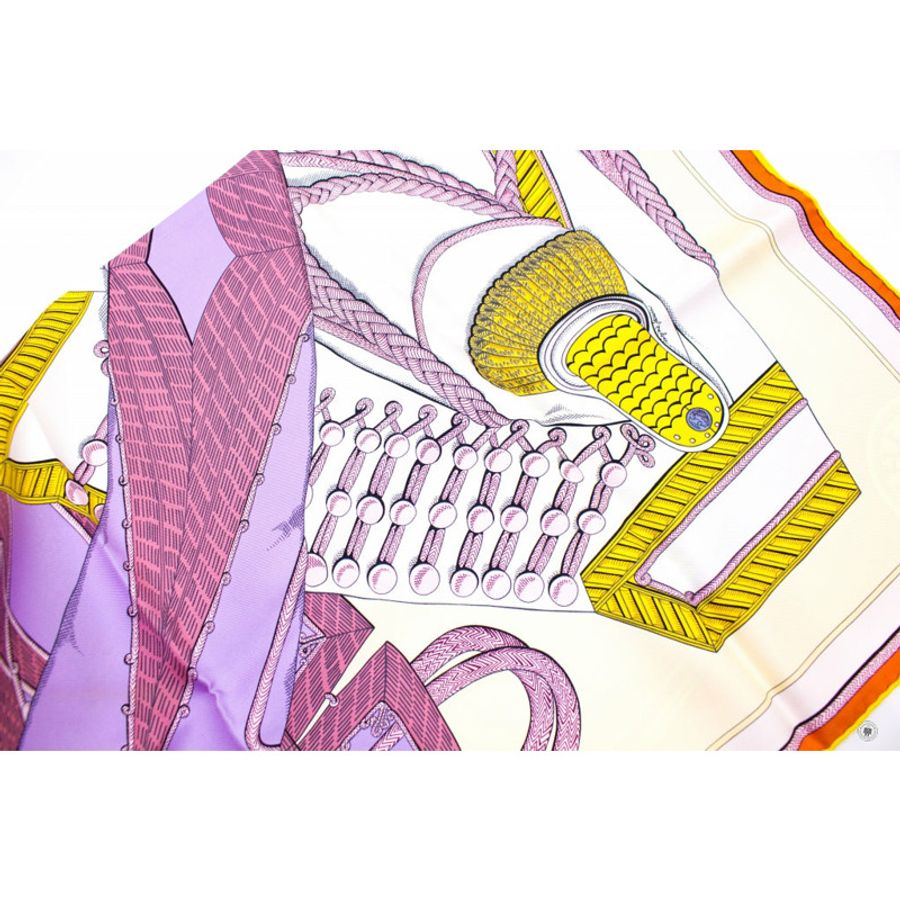 Hermes Scarf Zouaves ET Dragon 90X90 Rose/purple/blanc Silk Silk & Scarf-0