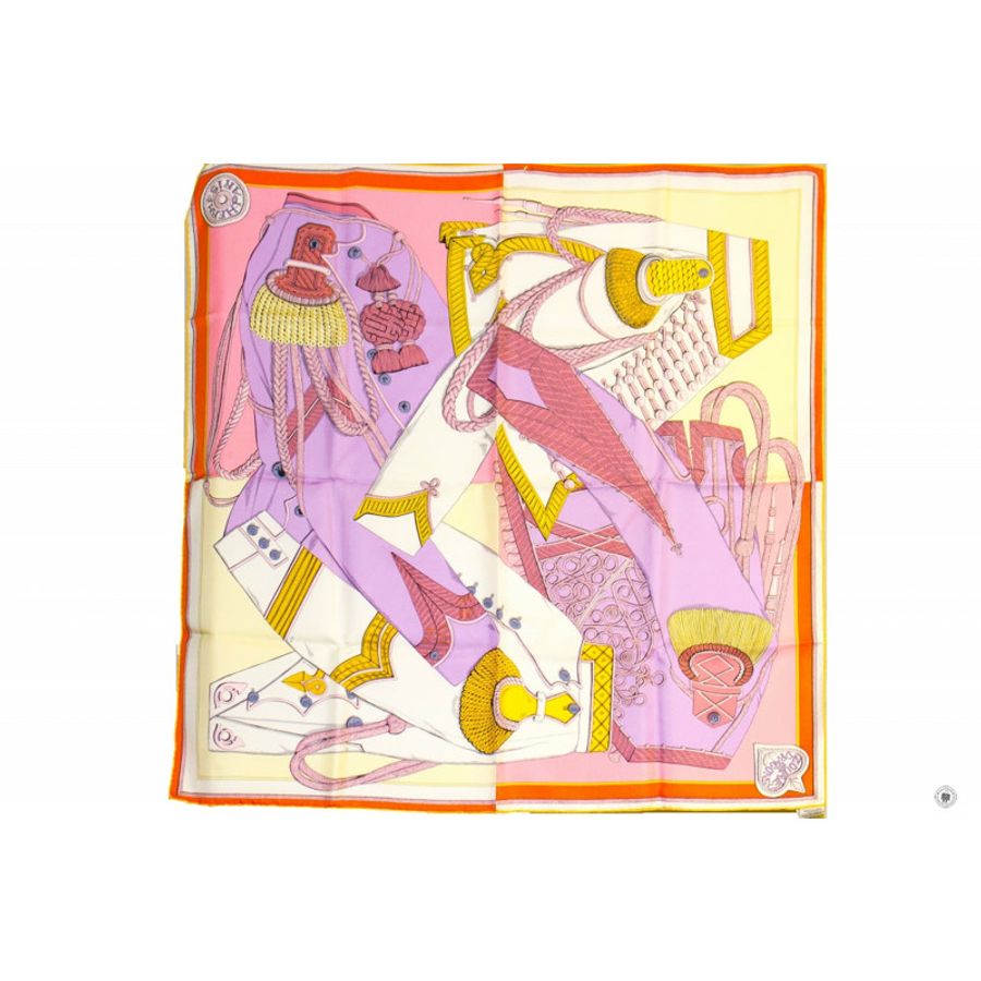 Hermes Scarf Zouaves ET Dragon 90X90 Rose/purple/blanc Silk Silk & Scarf-1