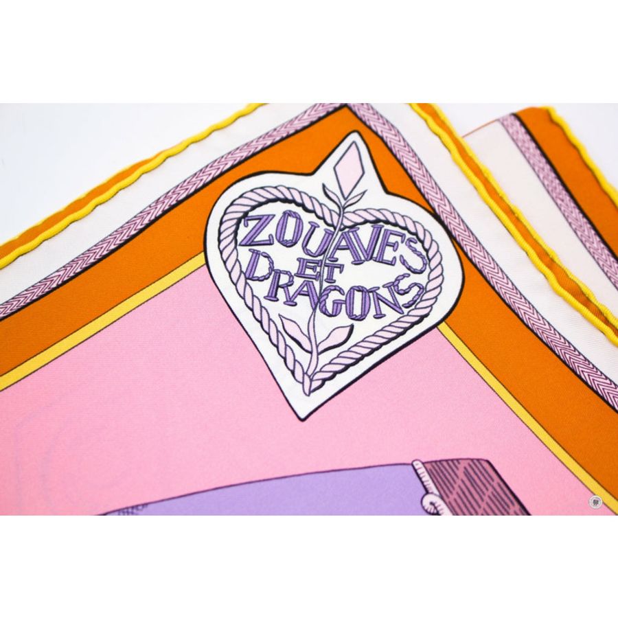 Hermes Scarf Zouaves ET Dragon 90X90 Rose/purple/blanc Silk Silk & Scarf-2