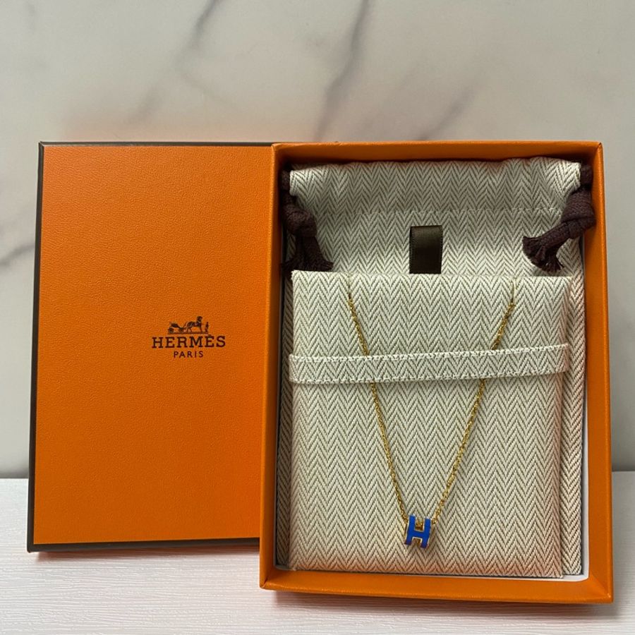 Hermes mini pop h 藍色拼金色 項鏈-1