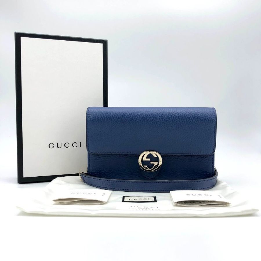 【極新+全套配件】GUCCI 經典雙G荔枝紋牛皮斜背包,interlocking G系列,斜背包,側背包,肩背包,WOC,逛街包,二手真品,現貨,免運-0