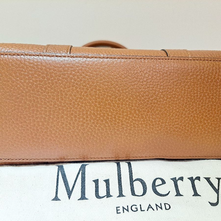 （全新未用）MULBERRY Bayswater 皮帶鎖釦粒面牛皮手提/斜背托特包(棕色)-2