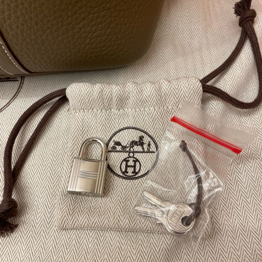 ✨全新Hermes 🏇菜籃子 Picotin 22大象灰銀釦 W刻✨-4