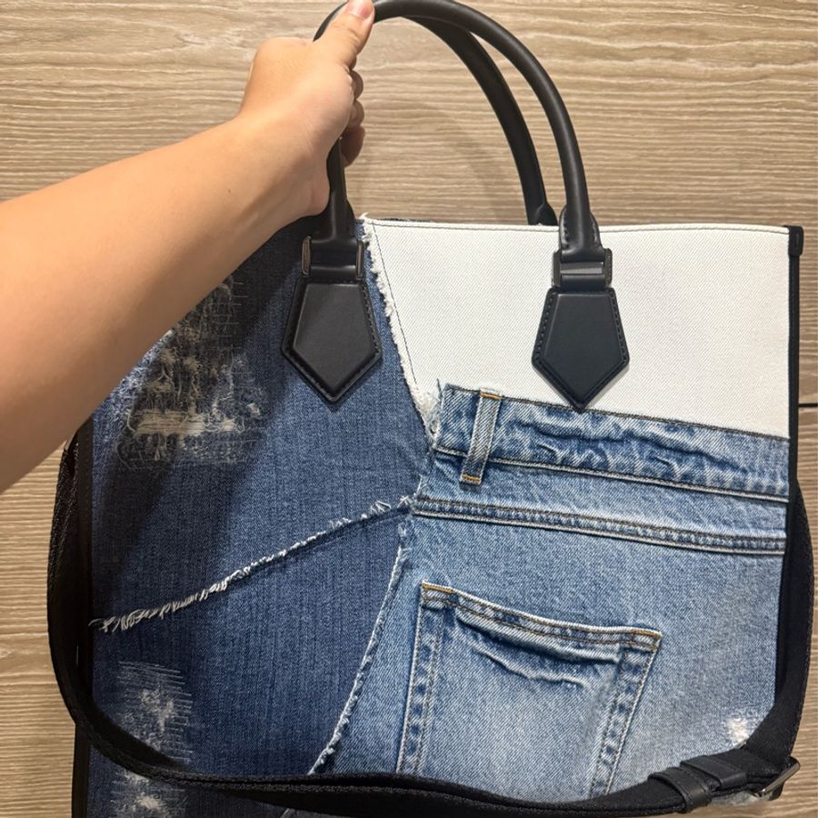 近全新～D&G 丹寧拼接手提包～-1