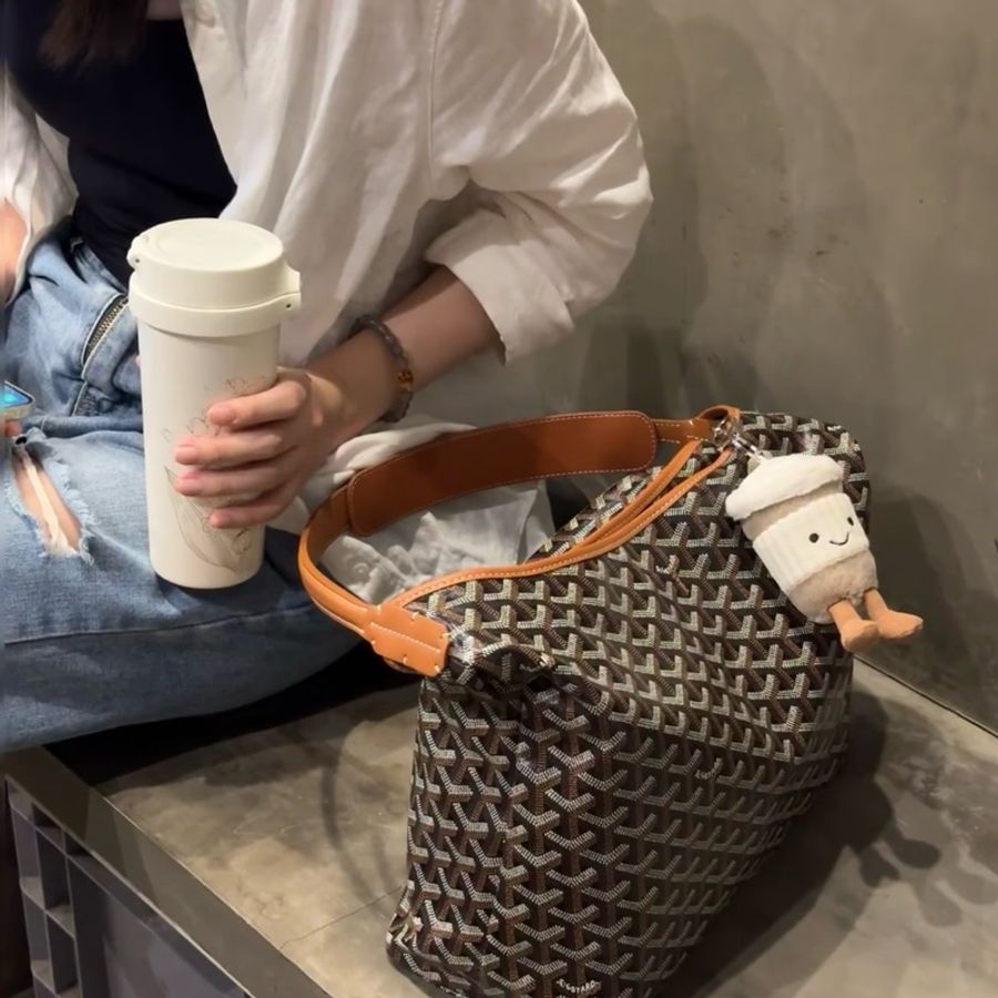 特惠93800全新goyard hobo bag 黑棕色-3
