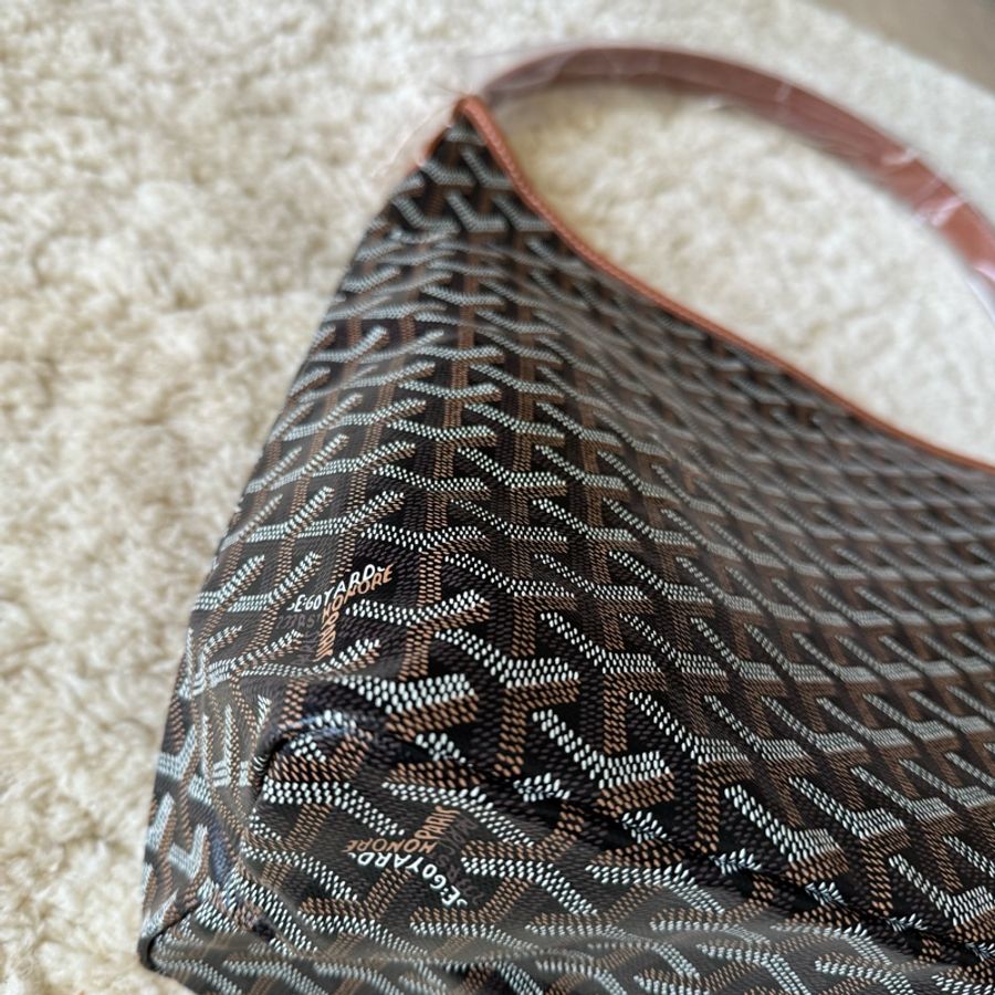 特惠93800全新goyard hobo bag 黑棕色-13