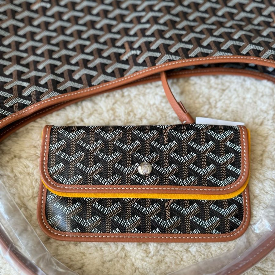 特惠93800全新goyard hobo bag 黑棕色-17