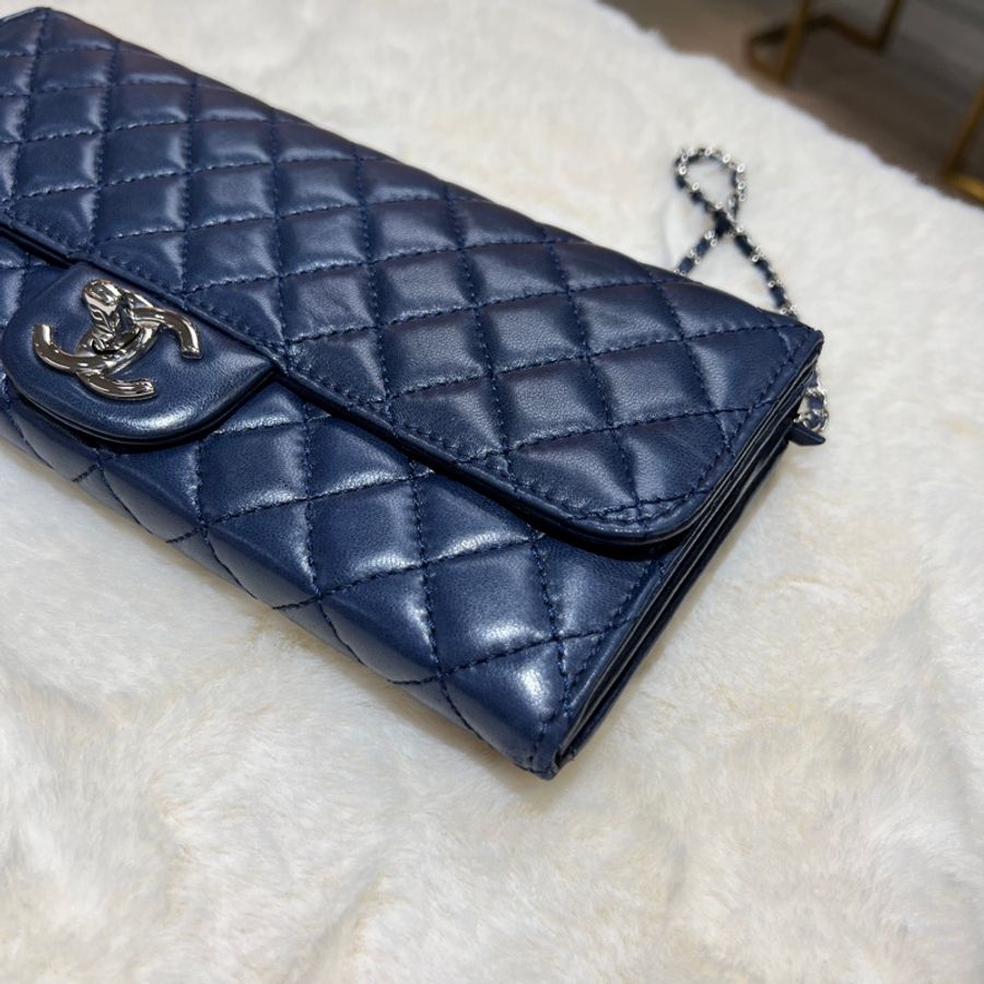Chanel vintage long WOC  香奈兒 藍色長鏈條包 X794-5