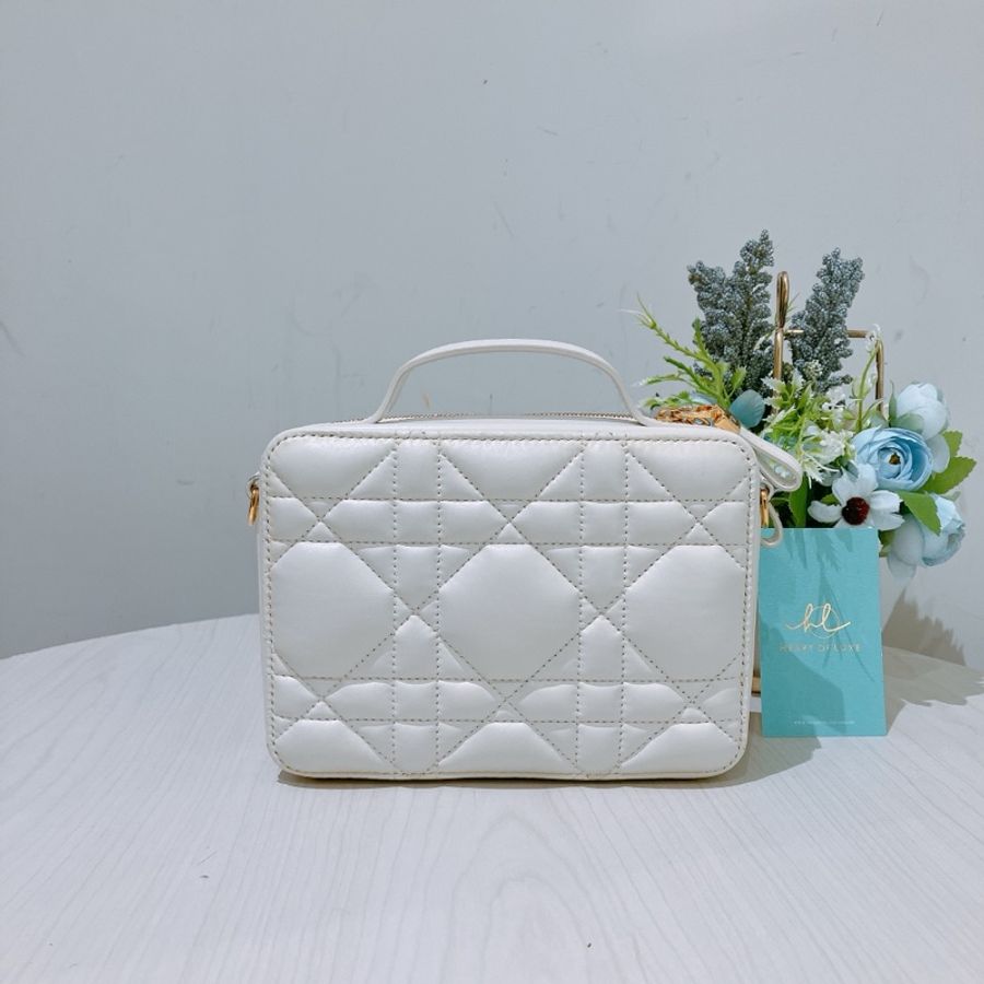 CHRISTIAN DIOR 迪奧拉鍊化妝盒子鍊帶包包CARO BOX BAG WITH CHAIN LAMB-1