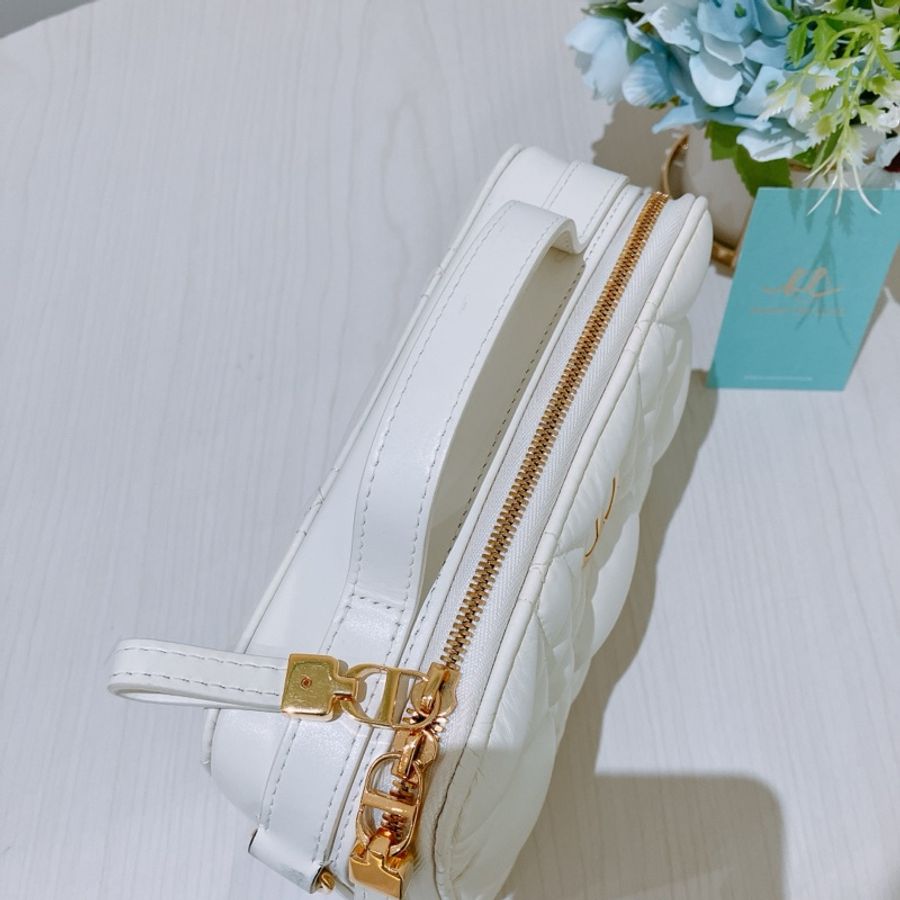 CHRISTIAN DIOR 迪奧拉鍊化妝盒子鍊帶包包CARO BOX BAG WITH CHAIN LAMB-6