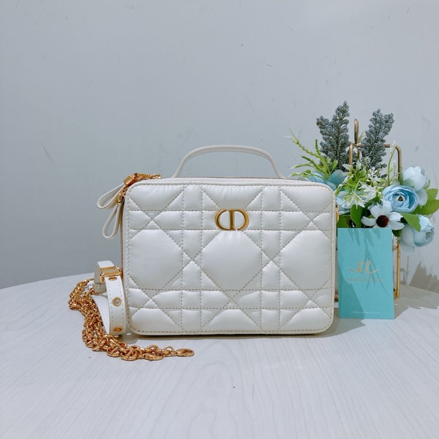 CHRISTIAN DIOR 迪奧拉鍊化妝盒子鍊帶包包CARO BOX BAG WITH CHAIN LAMB-20