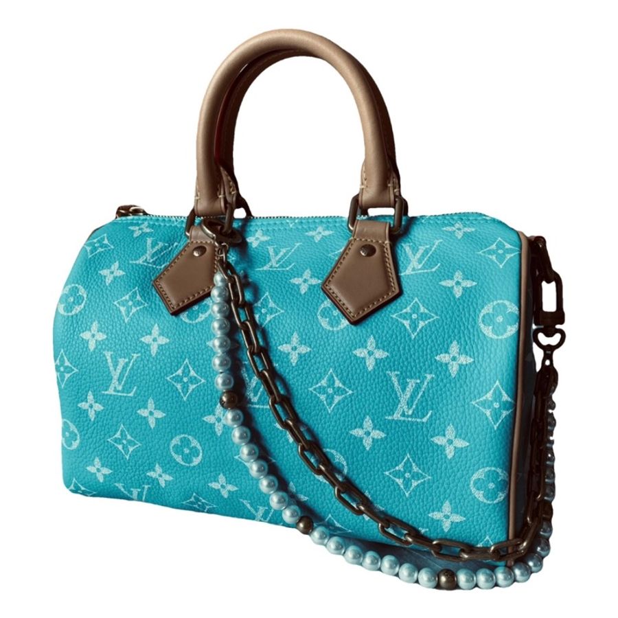 全新Louis Vuitton P9 牛皮Speedy 25 Turquoise + chain-0