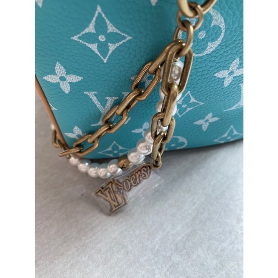 全新Louis Vuitton P9 牛皮Speedy 25 Turquoise + chain-2