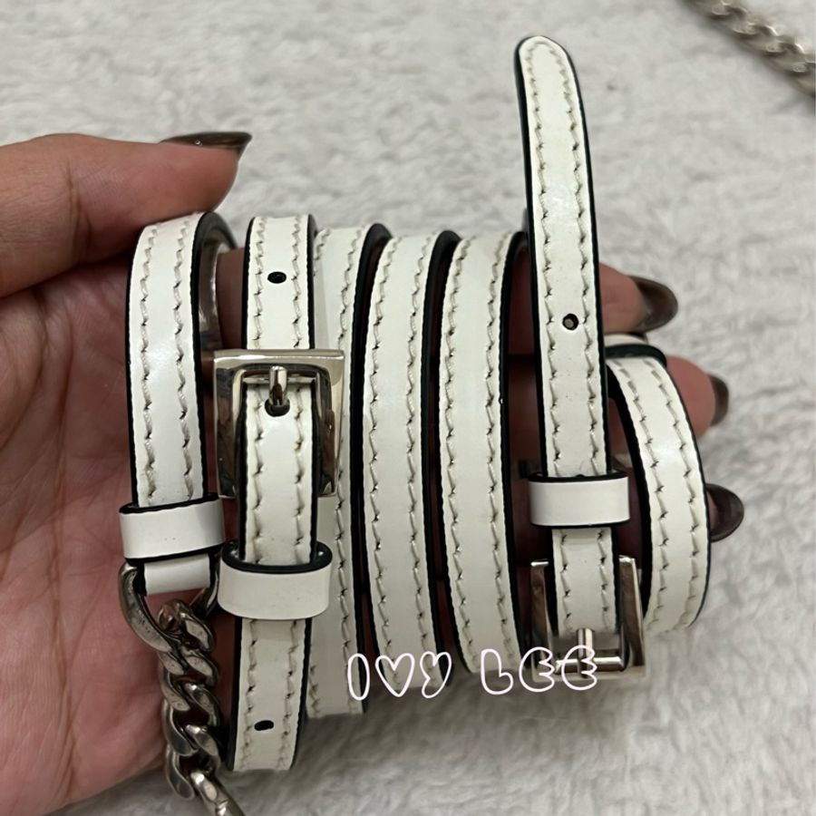 Prada Sybille 白 鏈條包 斜背包 肩背包 1BD170 二手精品-12